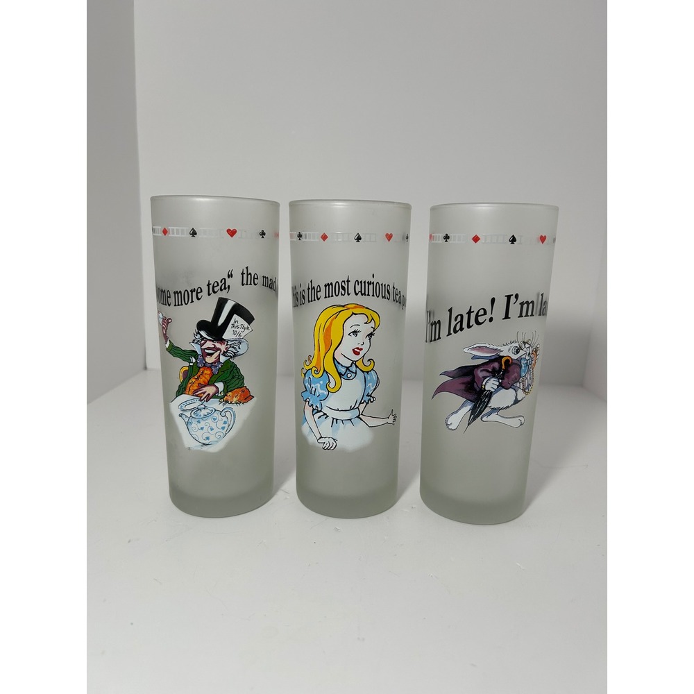Dartington‎ Cardew Design Alice in Wonderland Frosted Glass Tumblers Set of 3